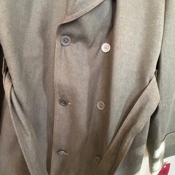 IL Canto Olive Green Denim Trench Coat - Picture 6 of 12